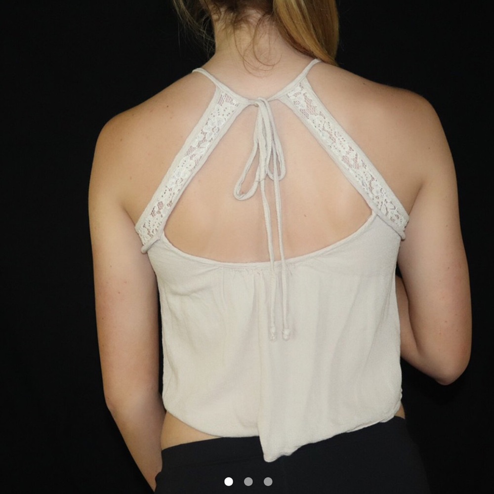 A lace and cream top with an open back!